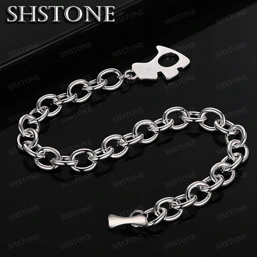 Pulsera de plata de ley 925 con chapa de perro y hebilla para mujer, regalo de fiesta, compromiso, boda, cumpleaños, joyería de moda con encanto