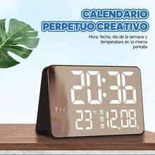 Reloj Despertador Digital con Control de Sonido, Hora, Temperatura y Fecha Simultneas en una sola pantalla, Despertador Inteligente con Pantalla Tctil Para Ajustar 3 Niveles de Brillo Luz Blanca - Luz blanca - Ver 4