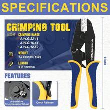 Crimping Heat Shrink Connectors - AWG 22 - 10 Ratchet Wire Terminal Crimper - Ratcheting Crimper Tools - Available Insulated Nylon Connectors And Electrical Wire Connectors - 8327 - 用於絕緣線連接器 - 查看 2