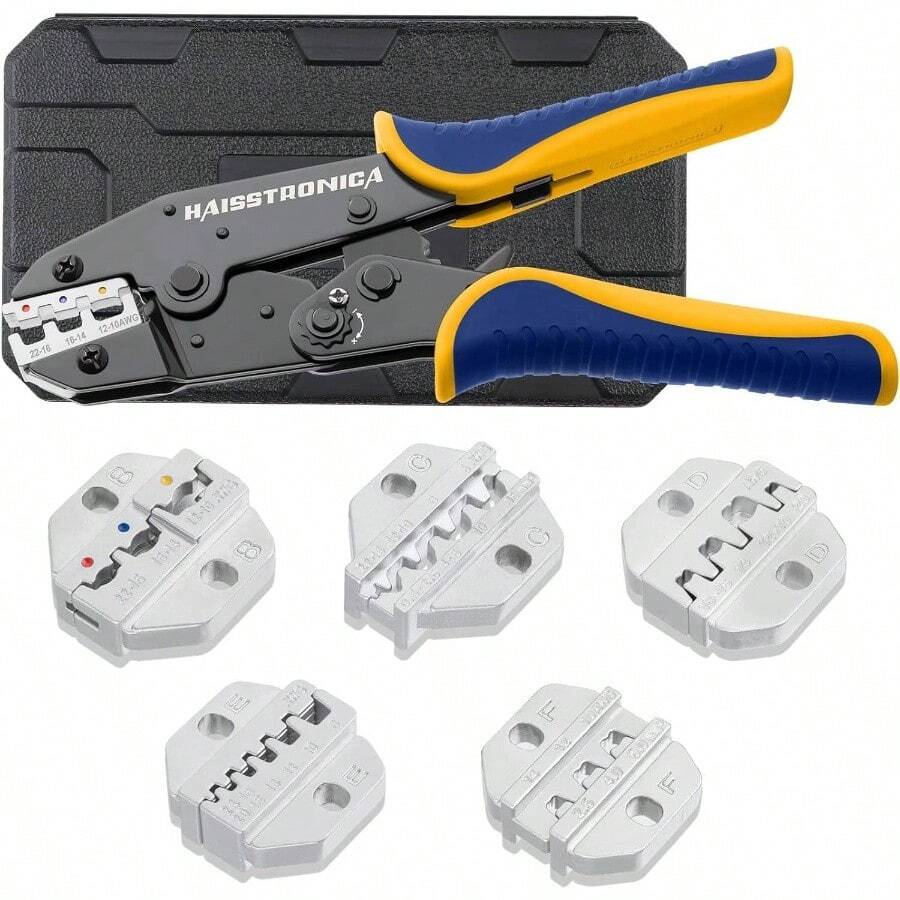 Crimping Heat Shrink Connectors - AWG 22 - 10 Ratchet Wire Terminal Crimper - Ratcheting Crimper Tools - Available Insulated Nylon Connectors And Electrical Wire Connectors - 8327 - 6PCS Crimping Tool Set - View 1