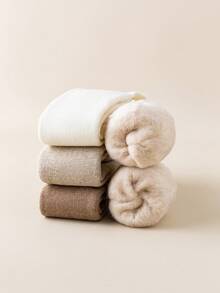 1双羊毛混纺过膝长袜，保暖隔热内衬纯色过膝袜，女士冬季舒适长袜 - 彩色 - 查看 5