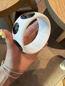 1 pieza Brazalete de resina artístico y exagerado con lunares de colores, adecuado para uso diario, calle, fiesta, banquete, festival de música