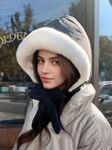 1pc Women's Winter Suede Velvet Thickened Warm Beanie Russian Caps Korean Fashion Earflap Pilot Hat Women's Bomber Hats 2-In-1 Women Warm Earmuff Hat Men Women Clothing Winter