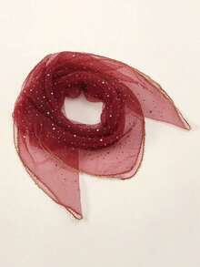 1pc New Fashionable Women's Square Scarf For Daily, Various Styles Bandana,Hair Band,Head Band Ideal For Dressing Up Your Look - 紅色 - 查看 2