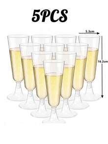 1/5/10pcs Reusable Champagne Flutes, Gold Glitter Plastic Champagne Glasses, Cocktail Cups, Wedding Toasting Flutes, Party Bar Cocktail Glasses, Bulk Gold Plastic Cups, Elegant Party Beverage Cups, For Party, Wedding And Large Events Back To School Season - Multicolor - View 16