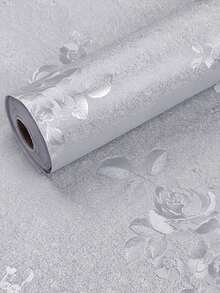 1 Roll Of Vinyl Self-Adhesive Wallpaper, Furniture Makeover Stickers, Waterproof And Easy To Clean,Suitable For Bedroom Wall ,Wardrobe Decoration, Home Decoration Living Room Background Wall, Bathroom Decoration, Easy To Peel Off And Paste - Silver - View 2