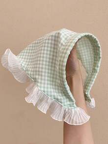 1pc Kids Girls Plaid Headband, Colorful Lace Edge Anti- Bandana Scarf, Versatile Hair Accessories For Toddler Girls - Multicolor - View 11