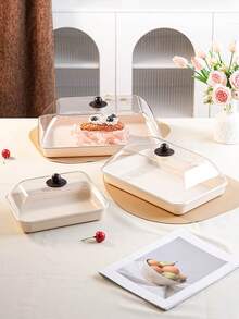 Multi-Size Rectangular Display Plastic Trays With Dustproof Lids, Unbreakable, Reusable Fruit/Dessert/Snack/Cake Platters, Suitable For Festivals, Weddings, Parties, And Banquets - Milky White - View 8