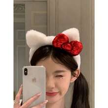 Tom's Cat Ear Plush Headband, S Casual Photo Hair Accessories, Headband With Bow, Polyester Fiber, Suitable For All Seasons Valentines,Hairband,Hair Hoop Headbands ,Head Piece - Nhiều màu - Xem 5