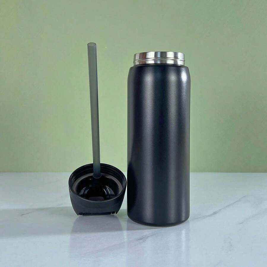 OWALAFreeSip   32oz Straw Insulated Water Bottle Double-Layer Stainless Steel Vacuum Thermal Mug For Sport And Travel - Rất Rất Drak-32oz - Xem 1