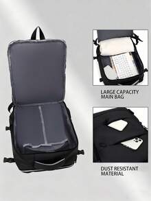 1 件大容量背包带鞋隔层，休闲背包，便携式笔记本电脑背包，徒步旅行背包，户外背包，运动背包，学生背包 - 黑色 - 查看 5