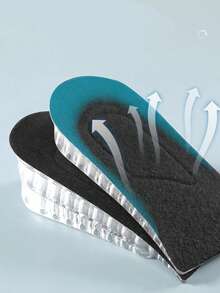1 Pair Unisex Invisible Silicone Half-Size Insoles, Soft Bottom Comfortable Multi-Layer Heel Pads For Short People - Black - View 2
