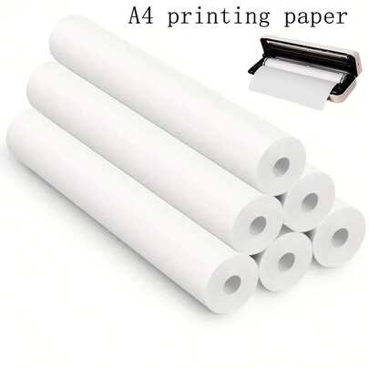4/8 rollos de papel térmico A4, papel de impresión A4 cilíndrico de 21*3cm, adecuado para impresora portátil A4 y papel de fax. Papel de impresión portátil | Papel en rollo cilíndrico | Papel multiusos