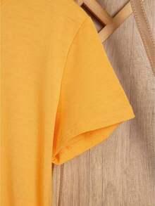 Camiseta casual para mujer estilo cute, estampado de mariposa y girasoles, tejido suave, color liso, ajuste regular, cuello redondo, manga corta, primavera verano, uso diario, camiseta - Amarillo - Ver 3