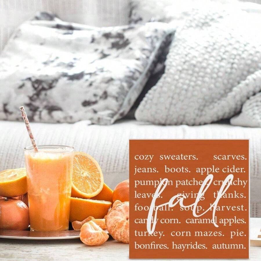 Fall Wall Decor Autumn Pumpkin Wood Sign Tis' Season Decorations Farmhouse Home Table Desk Decor 5x 5 Inches