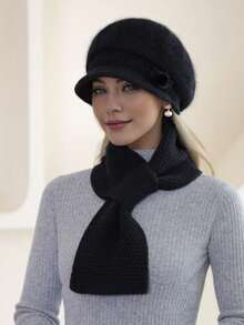 1/2/3 set da donna in moda, cappello in maglia e finta pelliccia, sciarpa e guanti, con decorazioni a pompon e fiori, cappello basco lavorato a maglia caldo, cappelli invernali antivento con sciarpa scalda collo e accessori guanti, regalo di San Valentino - Multicolore - Visualizzare 21
