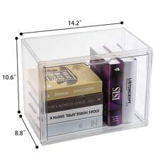 1 Pack Clear Bookshelf Book Organizer, Plastic Stackable Book Display Box With Magnetic Doors, Acrylic Display Case For Toys, Bags, Shoes And Wallets - Clear - View 10