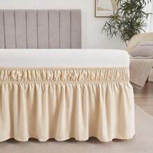 Beige 18" Bettvolant mit Rüschen, 18" Fallhöhe, verstellbarer elastischer Staubrüscher, einfache Passform für Plattformrahmen - Beige - Übersicht 11