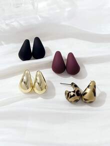 LADYCOCO 4 Pasang Anting Bentuk Tetesan Air Mata yang Modis & Elegan, Cocok untuk Pemakaian Sehari-hari Wanita, Set Aksesori untuk Kencan, Pesta, dan Paduan Gaya Sehari-hari - Setelan multiwarna qp - View 4