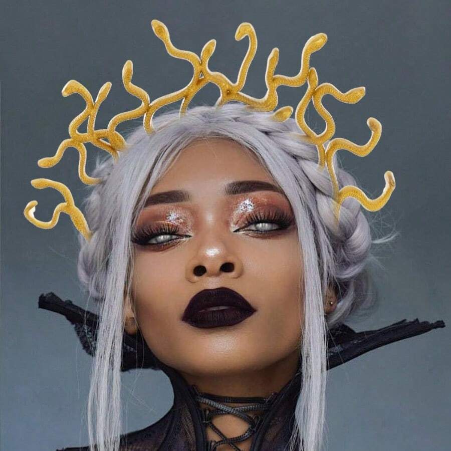 QY- Snake Headbands Medusa Halo Crowns Greek Goddess Hair Accrssories For Women Yellow -6459 - Màu vàng - Xem 1