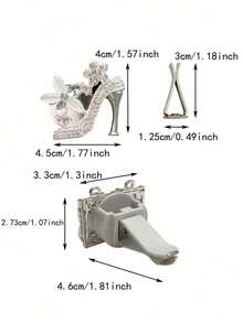 2pcs Rhinestone Decor High Heel & Bag Design Car Air Outlet Ornament - bạc - Xem 3