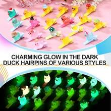 QY- 30 Pcs Halloween Mini Duck Hair Clips Funny Rave Sprout Clips For Women Multiple Styles Duck Glowing Resin Hairpins For Music Festival Hawaiian Christmas Party Gift -6108 - 彩色 - 查看 6