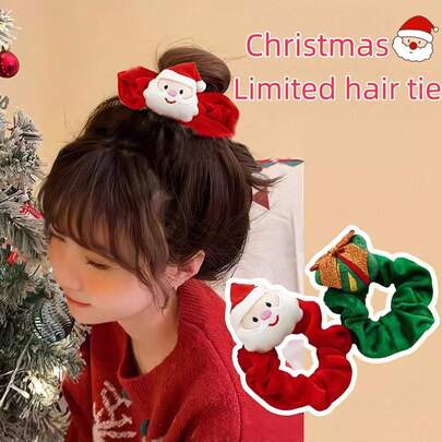 1pc Christmas Deer Plush Hair Scrunchie, High Elasticity Hair Tie, Cute Hair Accessories, Christmas Gift Home Decor Christmas Decorations Room Decor Winter