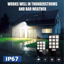 1200W Luz solar súper brillante 900000LM Luz de pared solar de ultra alta potencia para exteriores Iluminación de a prueba de agua Luz de jardín con sensor de movimiento Luz de patio, garaje y calle Foco