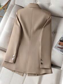 Sacou damă casual pentru navetiști, din material compozit, căptușit cu două rânduri de nasturi, lungime medie, mânecă lungă, iarnă