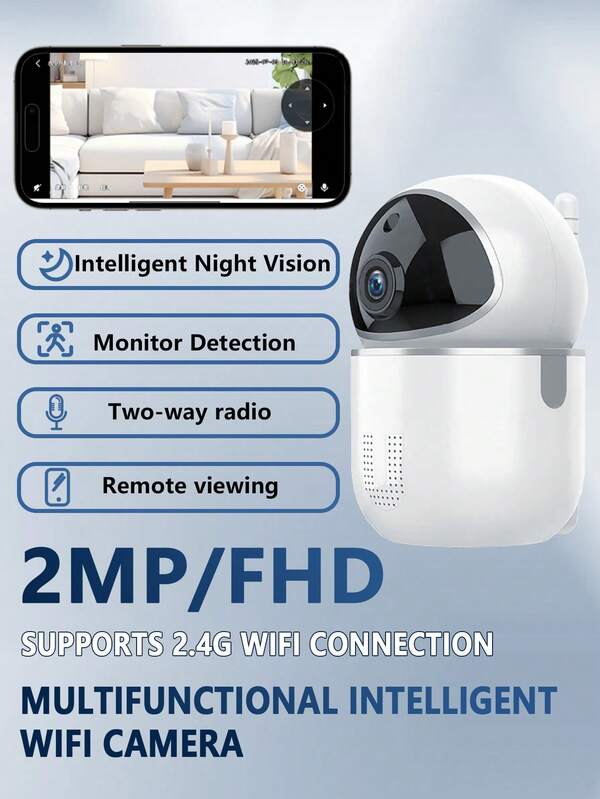 Indoor Smart Security Camera 360° Rotation Baby Pet Monitor With Two-Way Audio And SD Card Video Storage