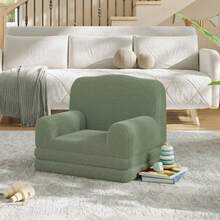 Silla de sofá para niños, con Funda Lavable, diseño de Corona, cómoda Silla de Lectura para niños, sofá Cama Plegable para Sala de Juegos, guardería, niñas y niños, Verde - Verde - Ver 2