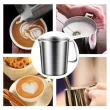 304 Stainless Steel Milk Frother Pitcher, Capacity: 500/1000/1500/2000ML, Stainless Steel Measuring Cup With Handle, Multi-Function Measuring Cup, Marked Coffee Latte Art Milk Frothing Pitcher, Kitchen Gadget, Barista Tool