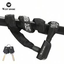 36.81-Inch Iron Security Chain Bicycle Lock, Polished Surface, Button Control, Black - New Year Bicycle Lock