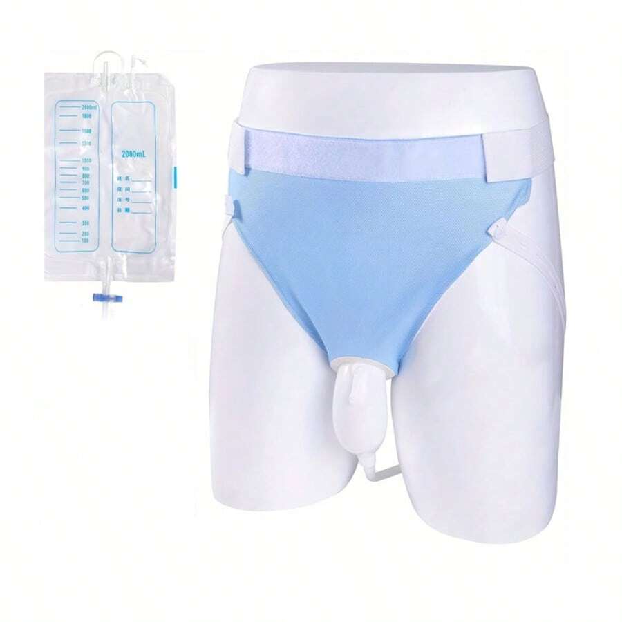 Reusable Urine Pot For The Elderly And Adults - Portable And Comfortable To Wear Leak-Proof Panties With Silicone Belt And Urine Collection Bag, Breathable Soft Care - Màu xanh nhạt - Xem 1