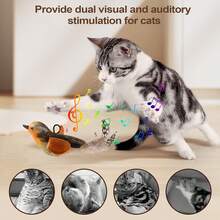 [Interactive Cat Toy] Interactive Chirping Bird Cat Toy With Flapping Wings - Lifelike Chirp Tweet, Durable Plastic Kitten Exercise Toy For All Breeds, No Batteries Needed Fun Pet Playtime, Playful Design, Sturdy Construction - màu nâu - Xem 4