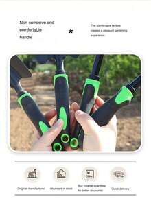 一套园艺手工具 - [窄铲/宽铲/耙子] - 符合人体工学的手柄设计 - 适用于：植物养护、盆栽、园艺礼品、寻宝、海滩拾荒、露营、室内外使用。特点：防滑、精致、耐用、优雅。