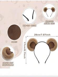 1pc New Plush Bear Headband, Women Cartoon Everyday Makeup Facial Mask Wash Face Sports Headband, Animal Elegant Cute Casual Street Party Polyester Headband, All Seasons, Hairband, Hair Hoop Headbands, Hair Band,