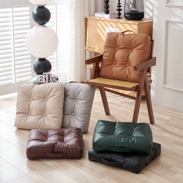 وسادة جلدية مقاومة للماء مُسمكة، وسادة مربعة صلبة، وسادة سميكة ناعمة ومريحة، قابلة للغسل في الغسالة، وسادة لكرسي المكتب وكرسي المائدة والظهر، محشوة بالبوليستر، مناسبة لغرفة المعيشة والنوم والمكتب