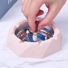 Tustao 1PC Stainless Steel Ashtray With Lids, Windproof, Cigarettes Ashtray For Indoor Or Outdoor Use, Ash Holder For Smokers, Desktop Smoking-Ash Tray For Home, Office Decoration, Pink - trắng - Xem 2