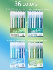 9/36/162/202/256 彩色凝胶笔套装 - 中号笔尖 (0.6mm)，Morandi 圆珠笔/勾线笔/荧光笔，适合鲜艳的书写和素描，书写流畅，适用于绘画、高亮、学生笔记、手册制作、办公等。 - 彩色 - 查看 40