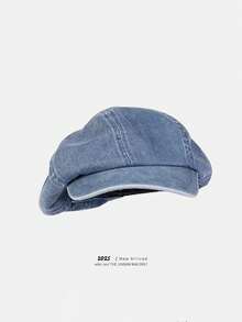 1 Mũ lưỡi trai bóng chày nữ, mũ denim cổ điển, kiểu mũ nồi đa năng thường ngày, thích hợp cho mùa xuân và mùa thu - A - Xem 2