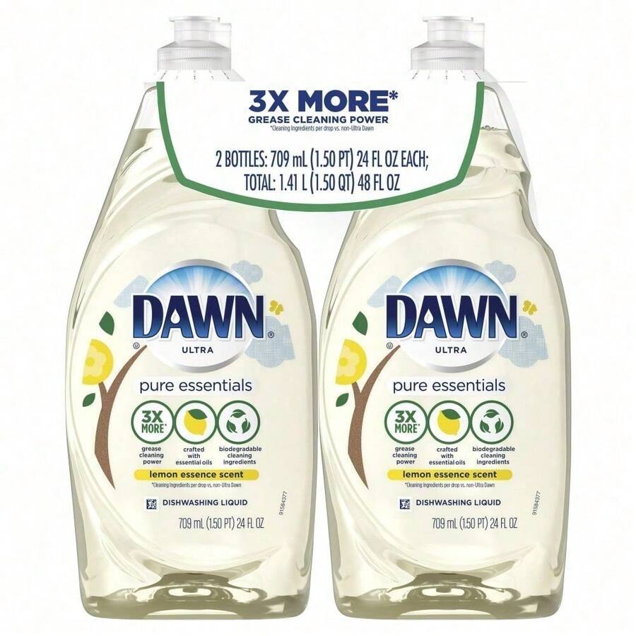 Clear Liquid Dish Soap, Lemon Essence Scent, 14.6 Fl Oz