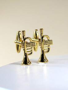 1 Paar zarte, kleine Musikinstrument-förmige Manschettenknöpfe