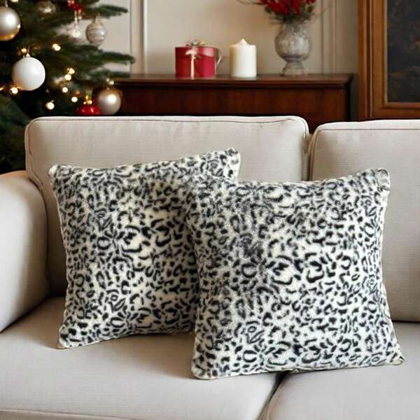 1pc Black & White Leopard Print Pillow Cover, Luxury Style Pillow Case Suitable For Bedroom, Sofa, Living Room, Great Gift