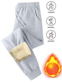 Men's Comfortable Fleece Sweatpants - Suitable For Cold Weather Training And Casual Wear Sports - Grey - View 3