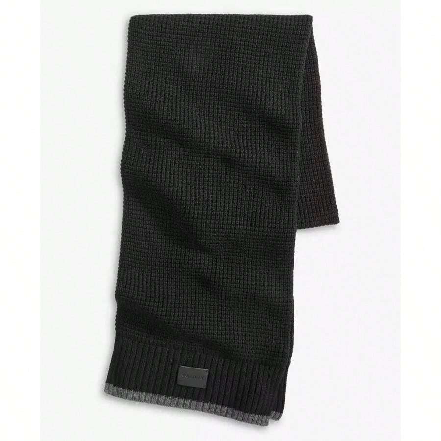 Cole Haan Men's Waffle-Knit Scarf | | Men Scarves - 黑色 - 查看 1