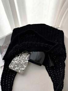 Yogodlns Mode gehäkelte Taschen für Frauen Sommer Strandtasche ästhetische Tragetaschen Boho gewebte gestrickte Schultertasche gehäkelte Cut Out Schultertasche Unterarmmtasche große Kapazität gehäkelte Tasche Einkaufstaschen Lässig Strandtasche Pendlertasche