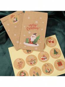 24pcs/Set Christmas Envelopes Bags, Gift Bags, Christmas Party Candy Bags, Christmas Card Gift Small Storage Bags, Retro Cartoon Holiday Gift Wrapping Paper Bags - Multicolor - View 8