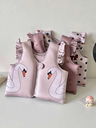 Lace Trim Kids Swimming Vest, Toddler Learning Swimming Life Jacket Trainer Vest, Buoyancy Swimwear For Beach And Pool