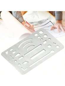 Borrador Shield inoxidable, herramientas de borrado de acero inoxidable, plantilla de dibujo ingeniería, regla herramienta de precisión para diseñoécnico y dibujo profesional - Transparente - Ver 12